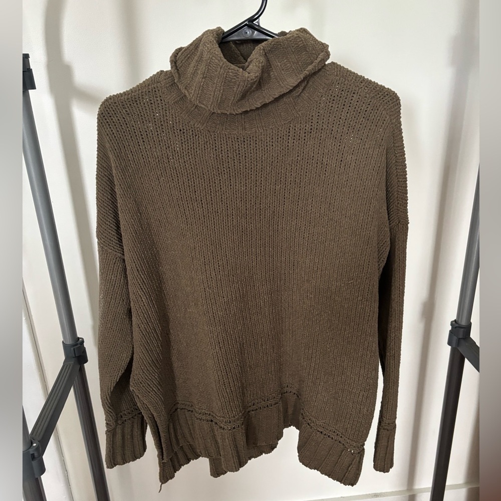 Army Green Turtleneck Sweater